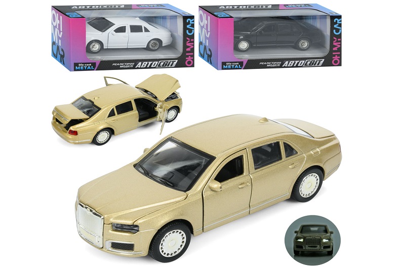 Машина AS-3143 (48шт) АвтоСвіт, 1:32-38,метал,інерц, 13см,звук,світло,відчиняються двері/багажник/ка
