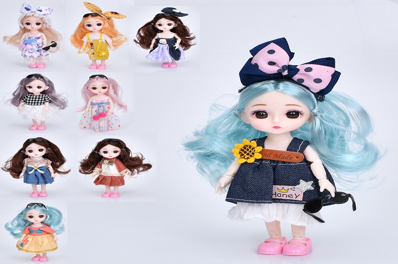 Лялька 00192-3-4-5-6-0 (120шт) 15см, шарнірна, окуляри, 9 видів, у пакеті, 14,5-21-4см