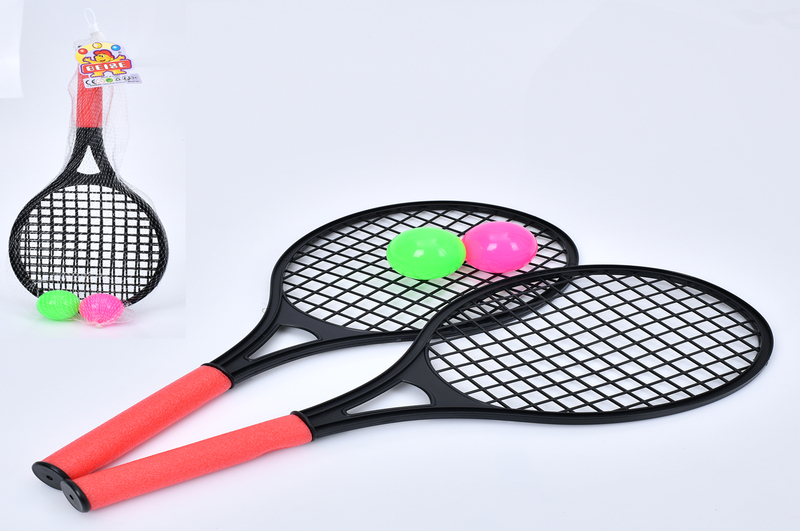 Ракетка MR 1401 (60шт) дитяча, 2шт, 50см, ручка EVA, м'яч 2шт, в сітці, 20-64-5см