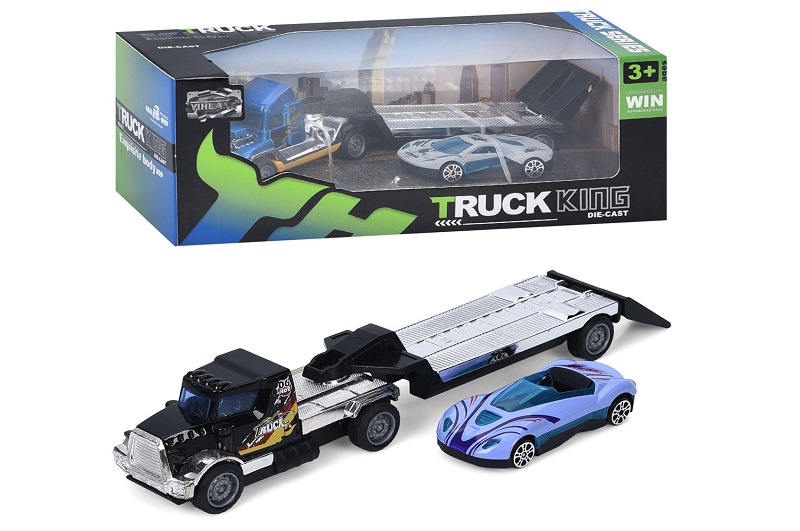 Трейлер 6704 (60шт) інерція, 20,5см, машинка, метал+пластик, 2 види трейлерів/мікс видів машинок, в