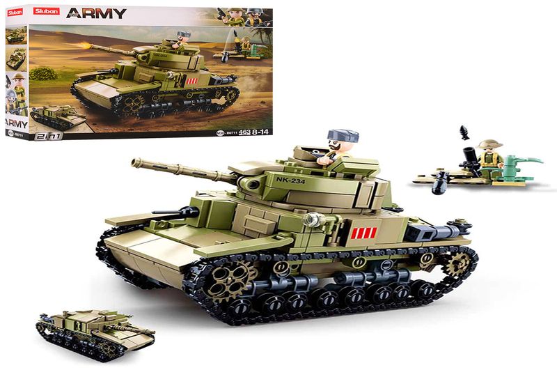 Конструктор SLUBAN M38-B0711 (16шт) військовий, танк, фігурки, 463дет, в кор-ці, 38-28,5-7см