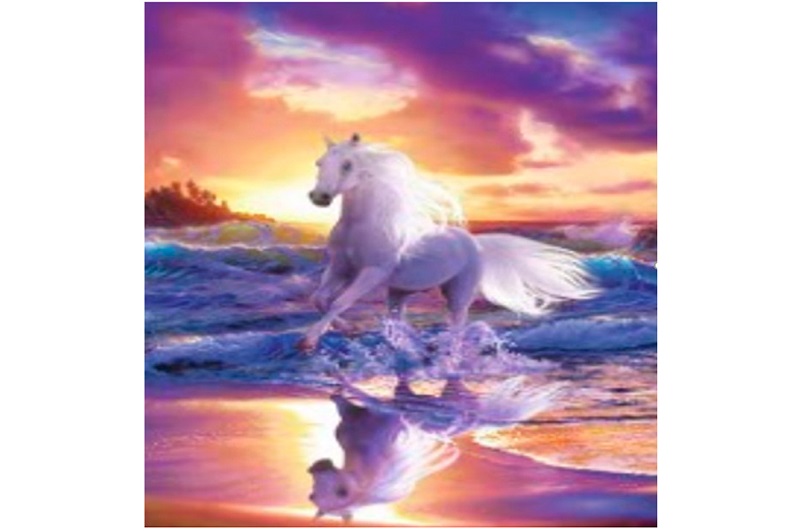 Набір для творчості YG0299 (120шт) алмазна мозаїка/діамантова мозаїка, 20-30см, білий кінь, море, св