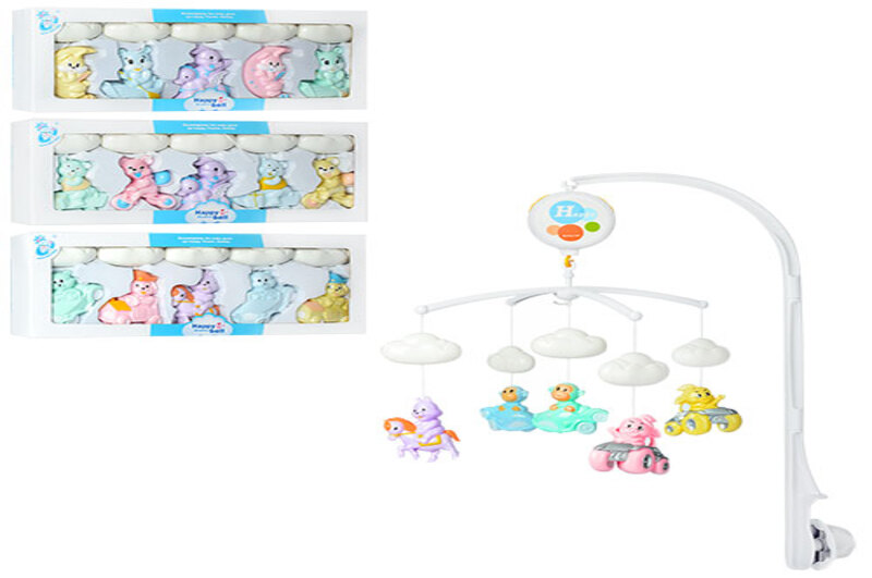 Карусель D124-5-6-7 (18шт) на ліжечко, муз, рег.гучність, підвіск4шт, 4види, на бат-ці, в кор-ці, 42