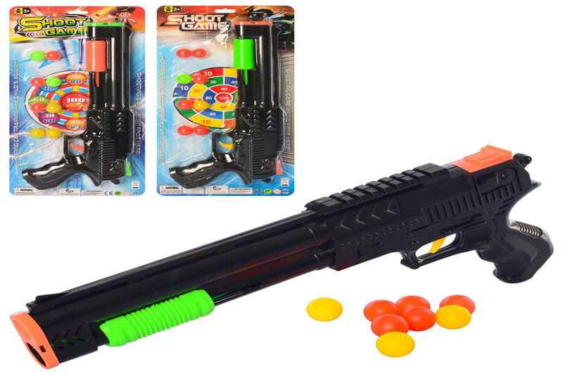 Пістолет 336-2 (108шт) 33см, кулі-кульки, 8шт, мішень, 2 види, мікс кольорів, на листі, 17,5-39-3см