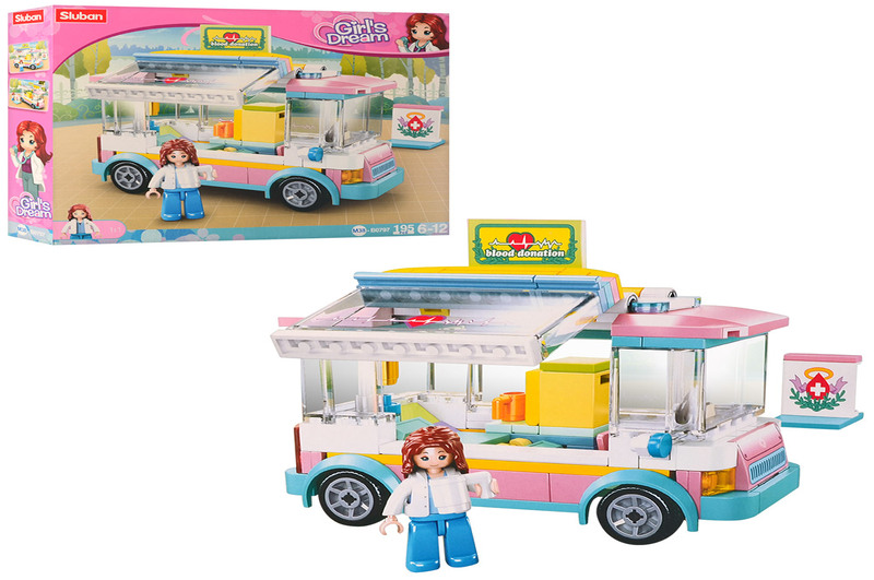 Конструктор SLUBAN M38-B0797 (32шт) автобус 13,5см, мед.допомога, фігурка, 195дет, в кор-ці, 29-24-5