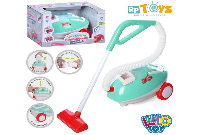 Пилосос 3200K (12шт) 23см, звук, світло, пінопластові кульки, на бат-ці, в кор-ці, 32,5-19-21см