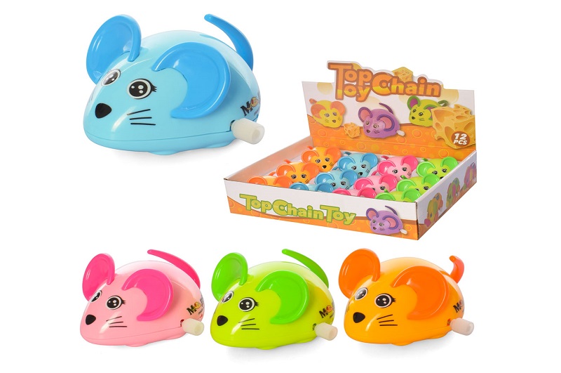 Іграшка 6501УПАК12шт1 (288шт) мишка, заводна, їздить, 12шт (4 кольори) в дисплеї, 28,5-6-22см