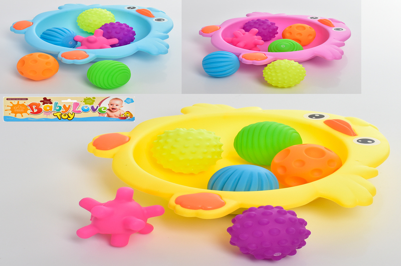 Іграшка для купання 916-48 (36шт) пташка-ємність28см, м'яч-пискавка 6шт, 6см, 6см, 3цв, в кульку, 31