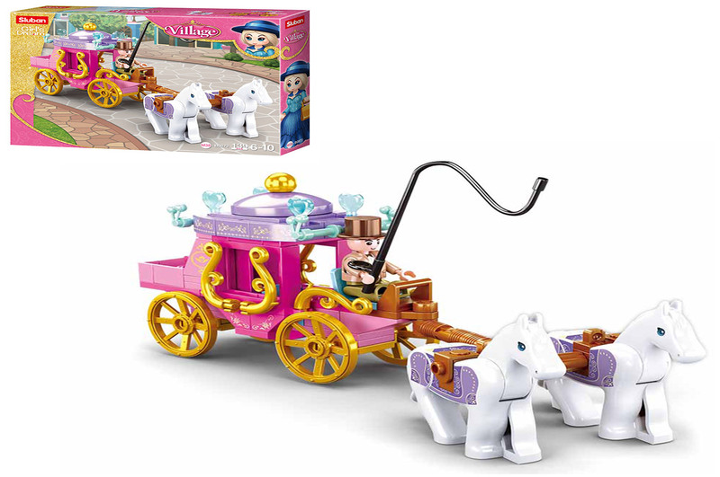 Конструктор SLUBAN M38-B0872 (60шт) карета з кіньми, фігурка,139дет,у кор-ці, 24-19-4,5см