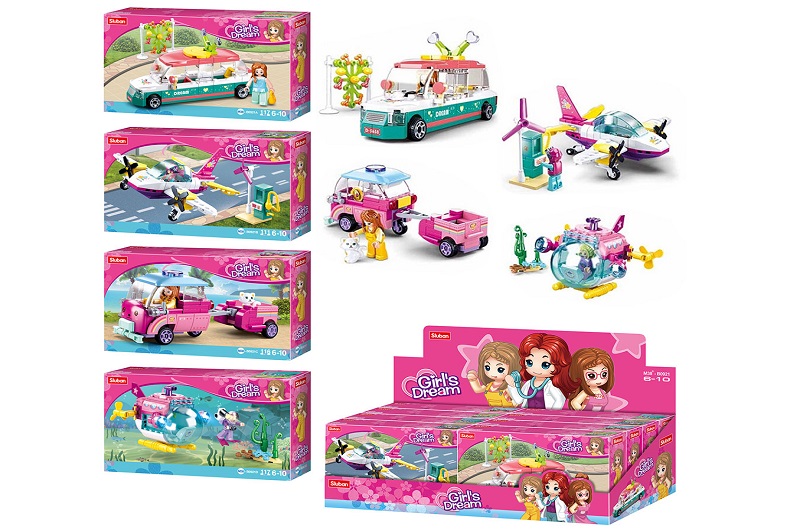 Конструктор SLUBAN M38-B0921 (64шт) транспорт,фігурка,від111дет, в кор-ці,8шт(4вид) в дисплеї,48-15-