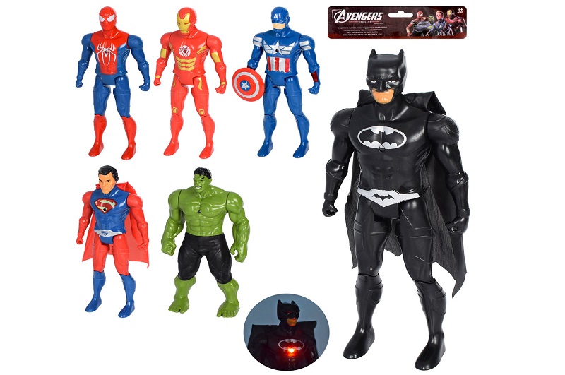Фігурки для гри 3399-6P (128шт) супергерой, 25,5см. світло, 6 видів, бат-таб, в кульку, 18,5-32-6см