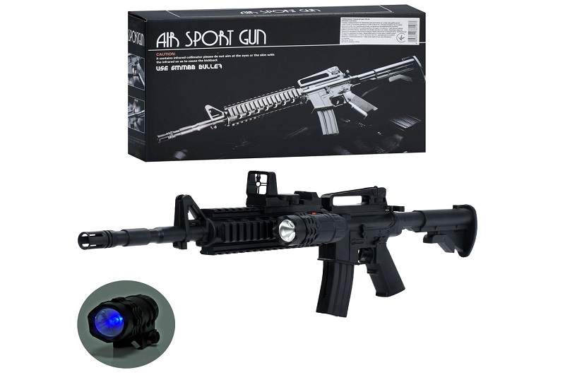 Автомат 223-A8 (30шт) 62см, пластикові кулі, світло, бат(табл), в кор-ці, 28-15-6см