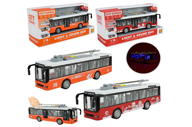Тролейбус батар. WY911AB(24шт)2 кол., зі світл.і муз.відкр.двері, в кор. 32*10,5*16,5см