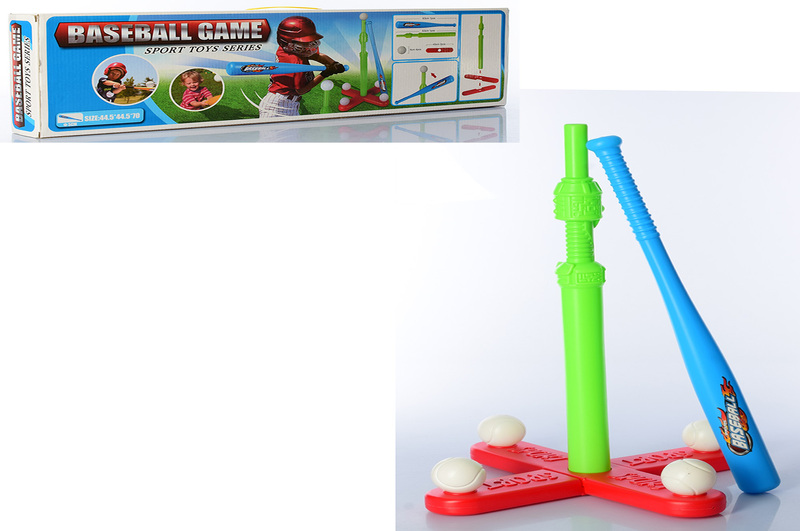 Гра MR 0532 (24шт) бейсбол, бита, м'яч 5шт, стійка для м'ячів 44,5-44,5-в64см, в кор-ці,64-18,5-7см