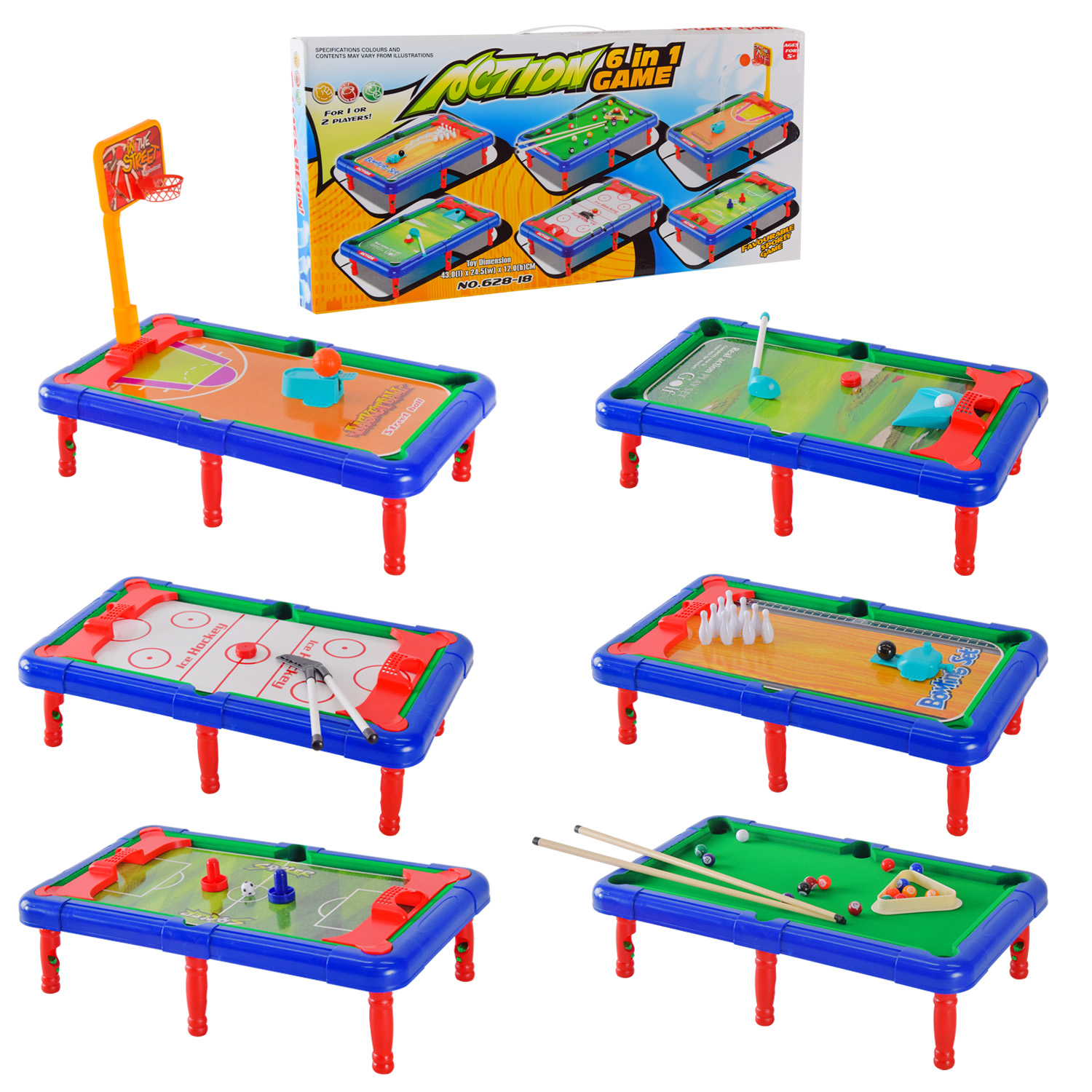 Настільний більярд арт. 628-18 (24шт) 6 в 1, короб.
