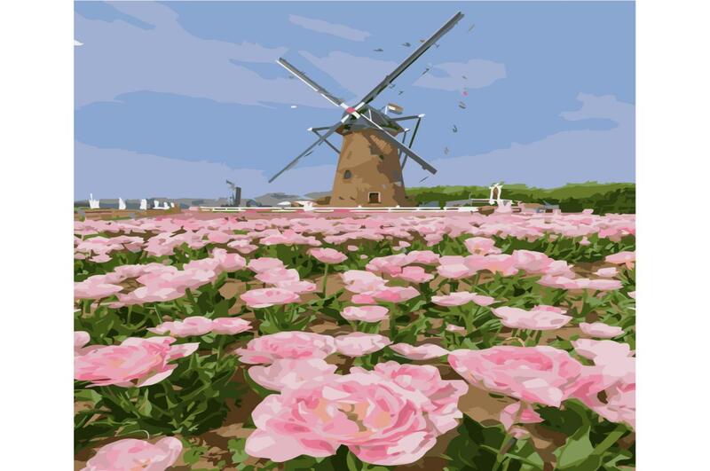 Картина по номерах VA-3333 Млинок серед поля", розміром 40х50 см"