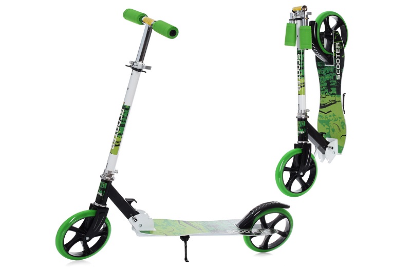 Самокат SR 2-050-1-WGR (1шт) сталь,2колесаПУ200мм,кермо87-97см,підніжка30-11см,підставка,складаний