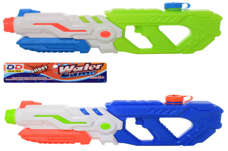 Водяний бластер M 6051 (24шт) помпа, размір великий, 47,5см, 2 кольори, в кульку, 25-58-6см