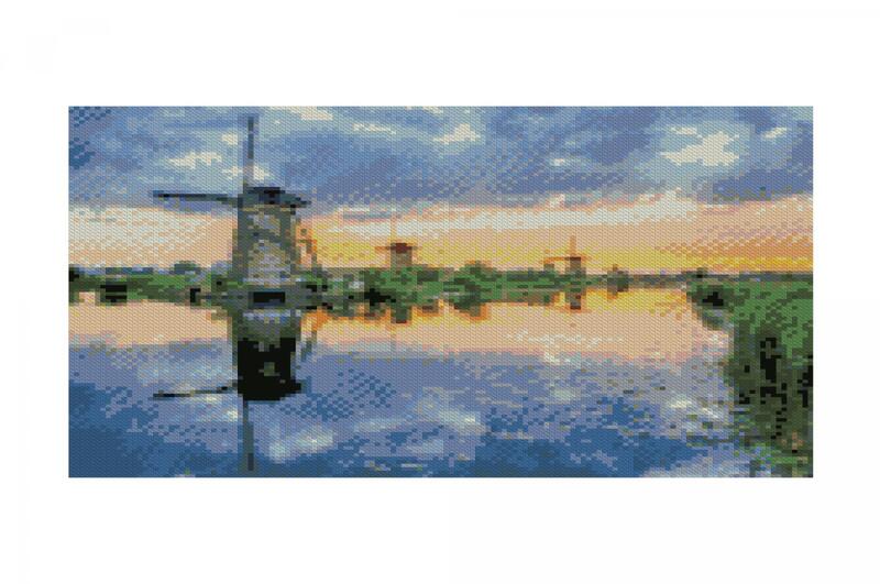 Алмазна картина HX220 Млин на озері", розміром 30х40 см"