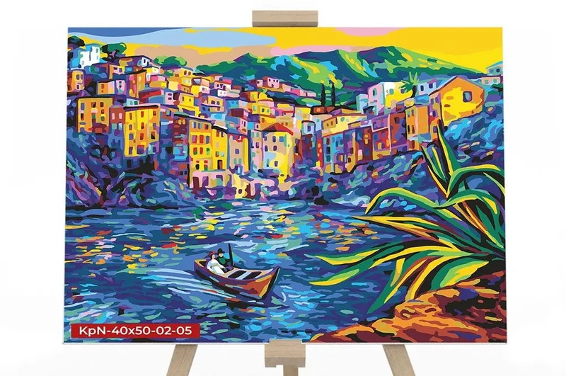40см*50см екон. KpNe-40х50-02-05 №5 Місто біля річки Картина за номер. на полотні с.2 укр (10)