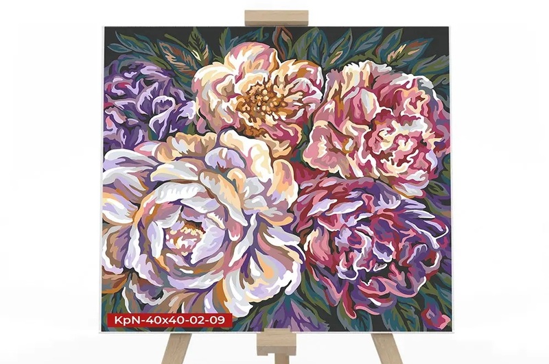 40см*40см екон. KpNe-40х40-02-09 №09  Букет  Картина за ном. на полотні с.2 укр (10)