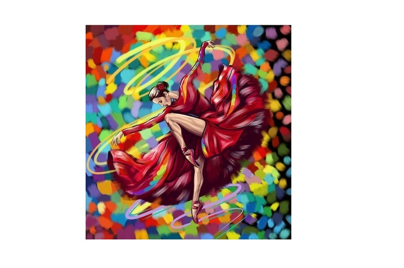 40см*50см екон. KpNe-01-05 №5 Танцівниця в червоному Картина за номер. на полотні  укр (10)