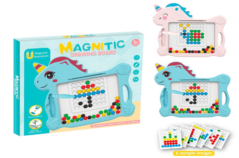 Досточка 761-11 (30шт) єдиноріг, 28-25-1,5см, магнитна гра, магнитна мозаїка, картки, 2 кольори, в к