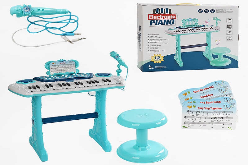 Піаніно 883 F (10/2) 12 функцій, мікрофон, підсвічування, запис звуку, звукові ефекти, стілець, у ко