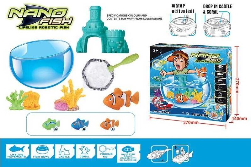 Акваріум з роборибками JH 6611 E (36/3) 2 штуки, на батарейках, рухають хвостами, гумові корали, зам