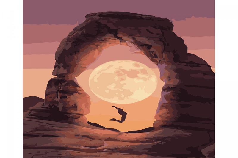 Картина по номерах VA-3226 Рожеве повнолуння", розміром 40х50 см"