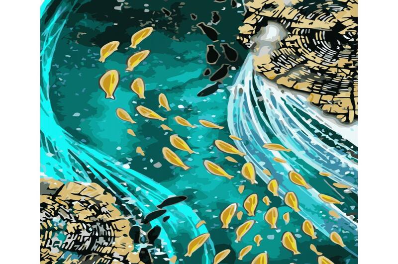 Картина по номерах Течія фантазії Strateg з лаком та рівнем розміром 40х50 см (VA-3409)