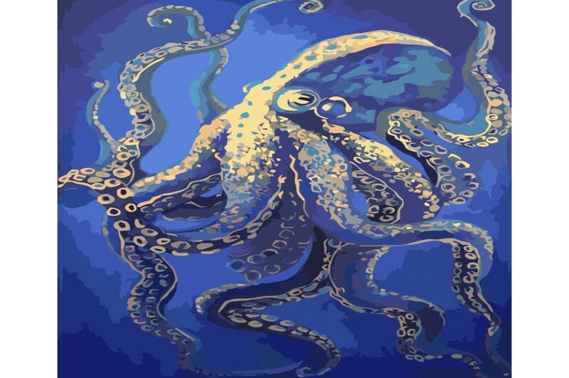 Картина по номерах Морський мешканець Strateg з лаком та рівнем розміром 40х50 см (VA-3410