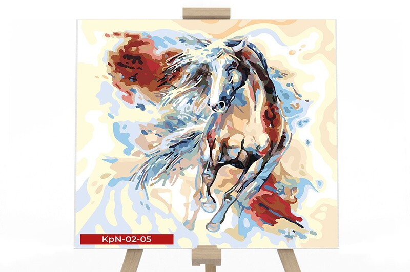 40см*40см кульок KpNe-02-05  №5 Кінь  Картина за номерами на полотні  (10)