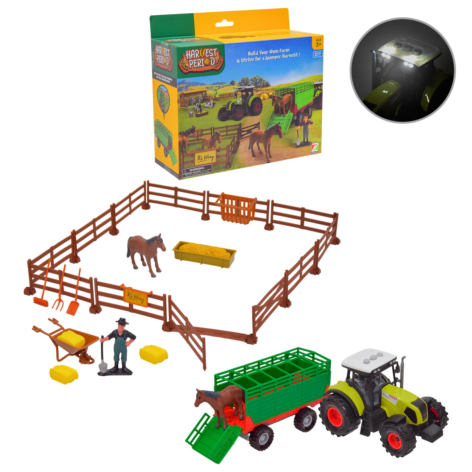 Іграшковий набір Ферма" арт. 550-4K (24шт/2) трактор з причепом,фігурки,інструменти,короб. 24*18,5*"