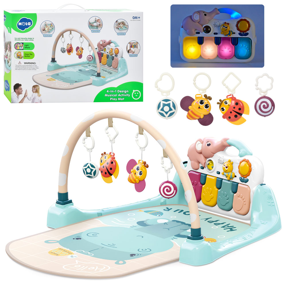 Килимок для немовляти HE898900 (6шт) піаніно, підвіски, муз, св, звук тварин, на бат-ці, в кор-ці, 5