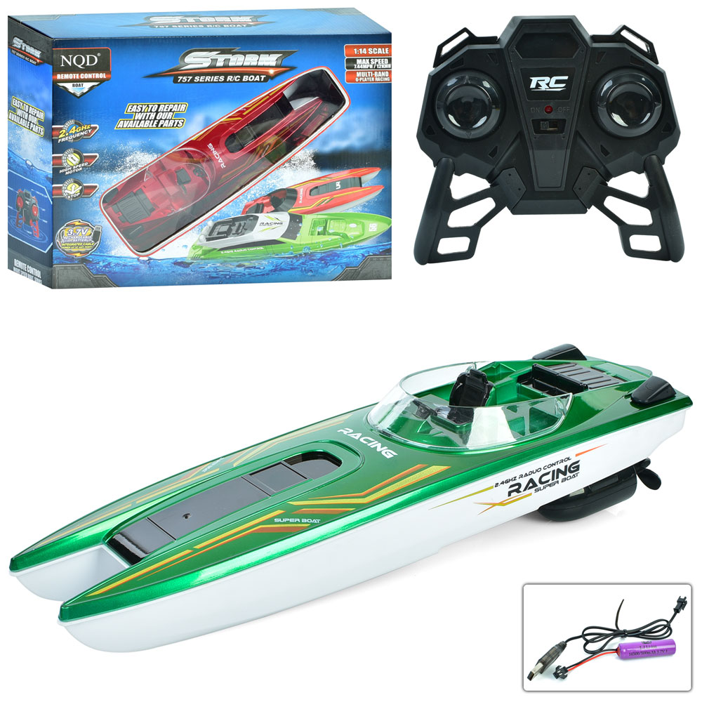 Катер 757-5005 (8шт) р/к2,4G, акум, 31см, 1:14, USBзарядне, 2 кольори, в кор-ці, 41-30,5-11см