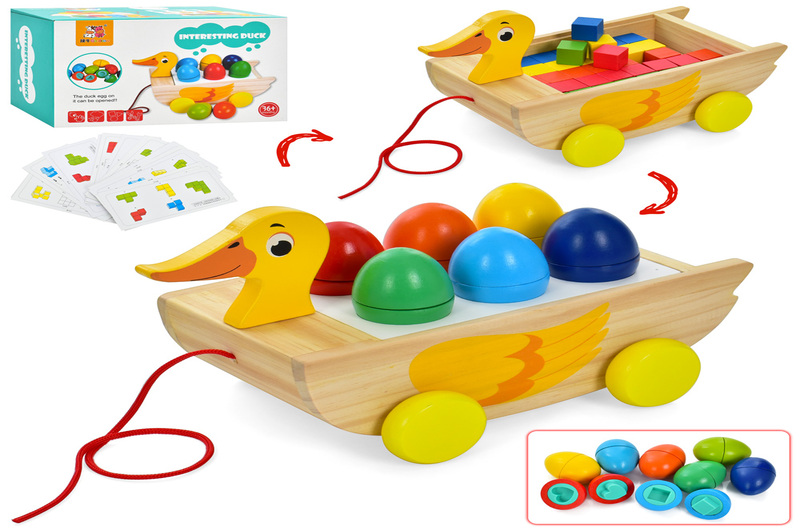 Дерев'яна іграшка Центр розвиваючий MD 1951 (12шт) каталка-качечка на шнурку, фігурки, в кор-ці