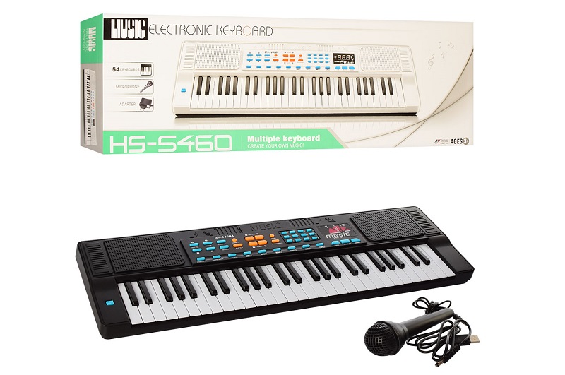 Синтезатор HS5460A (12шт) 54клавіші,мікрофон,запис,муз,USBшнур,на бат-ці,в кор-ці,78-25,5-9,5см