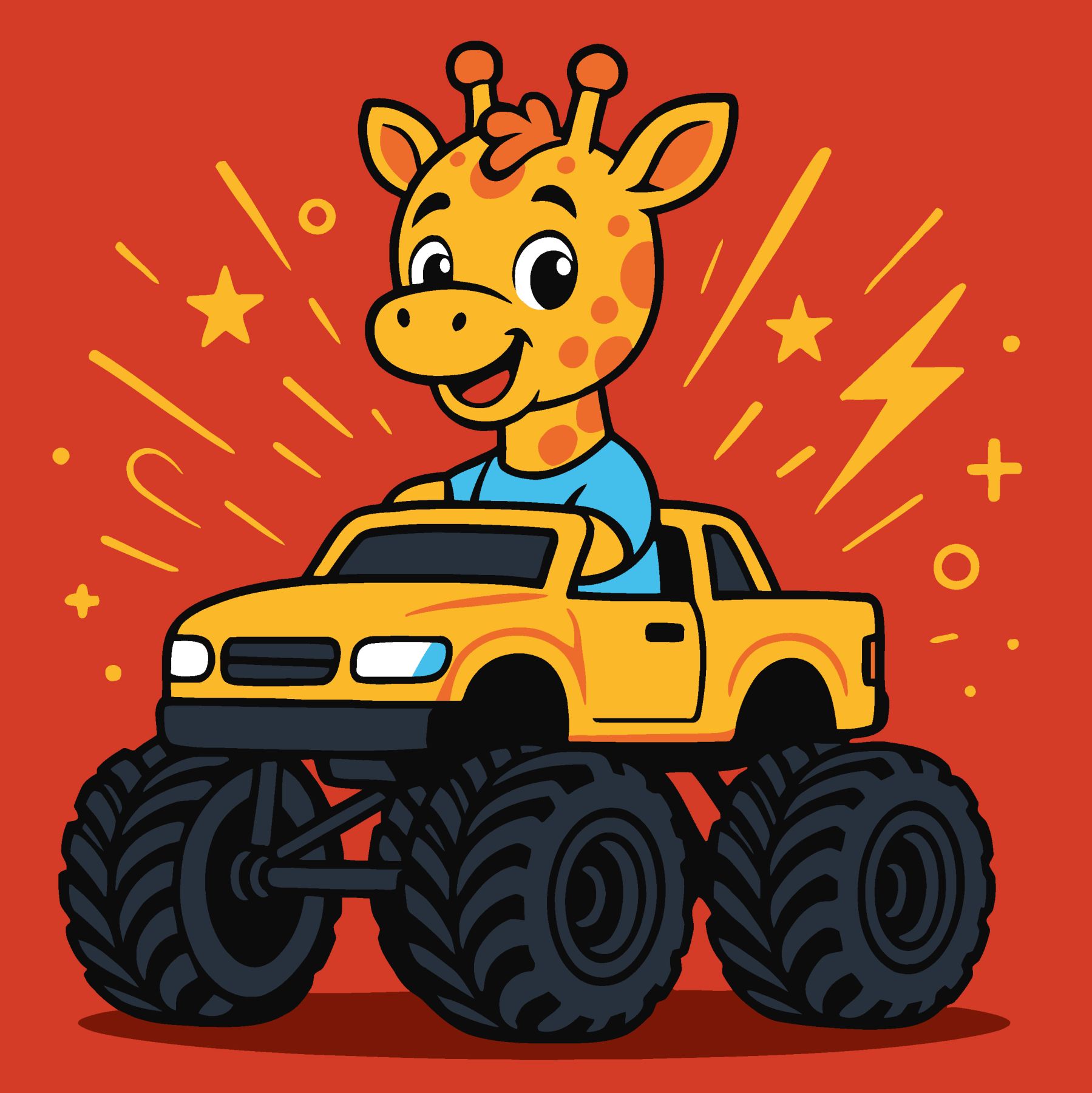 Картина по номерах для дітей Жираф на машині" 25х25см  KHO1305"