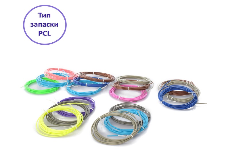 PCL філамента (запаска) Y784-1 (50шт) тип філамента - PCL,пластик для 3Dручки,3шт,мікс,кул,12-12-2см