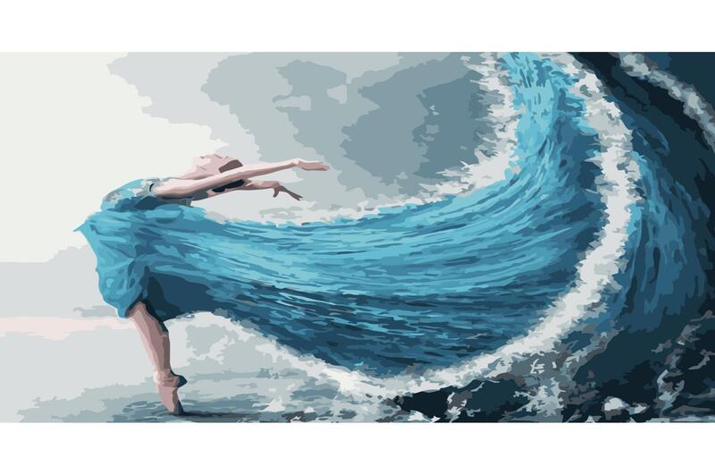 Картина по номерах Душа-море Strateg з лаком та рівнем розміром 40х50 см (VA-3661)