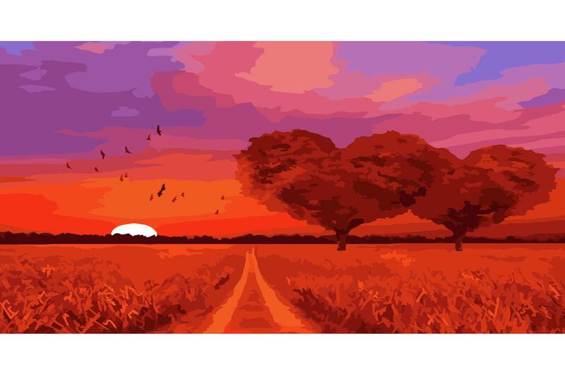 Картина по номерах Дерева-серця Strateg з лаком та рівнем розміром 40х50 см (VA-3680)