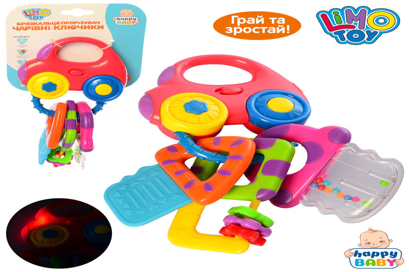 Брязкальце 0696-1 (48шт) брелок, 17см, муз, звук, світло, прорізувач, на бат(табл), на листі, 12-22-