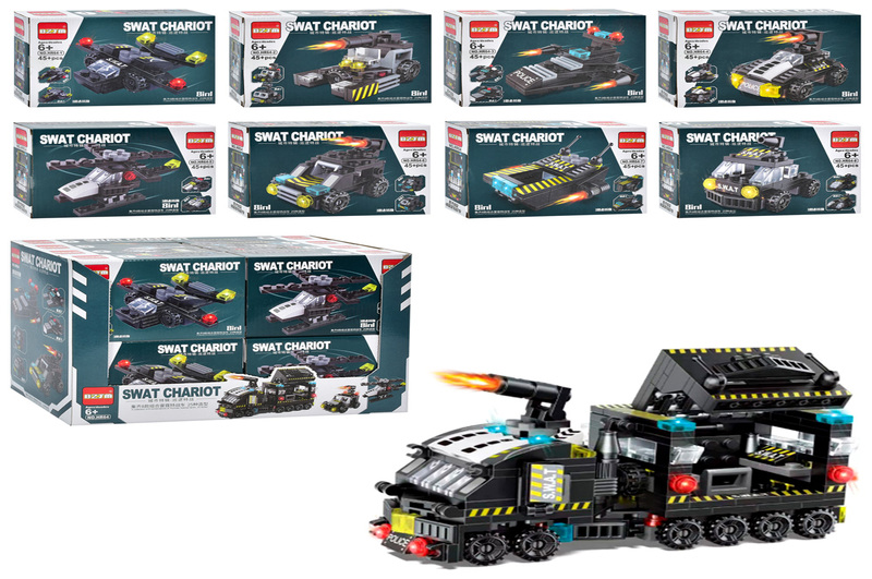 Конструктор HR64УПАК16шт (160шт) військовий транспорт, 45 дет, 16шт (8видів) в дисплеї, 36,5-24-19см