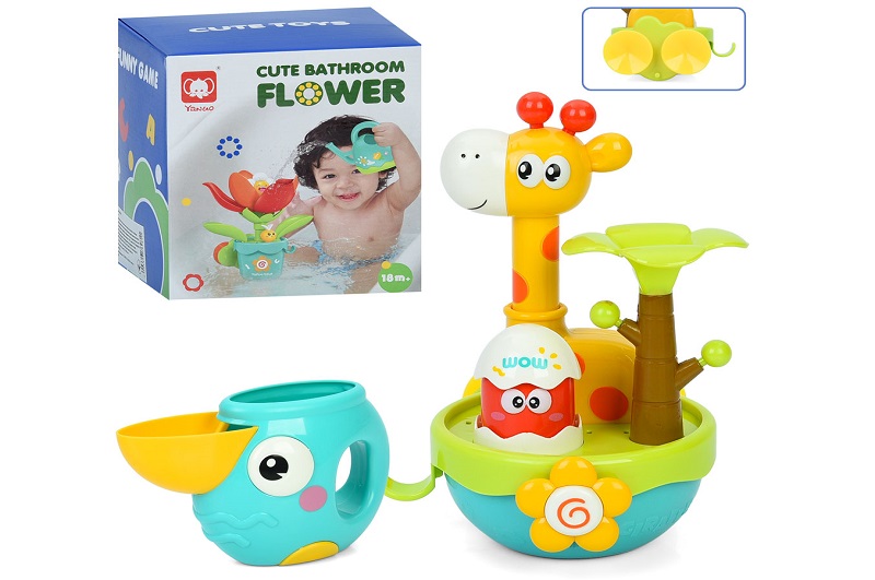 Гра для купання 918 (48шт) 20см, жираф, рухливі деталі, лійка, на присосці, в кор-ці, 15-16,5-15см