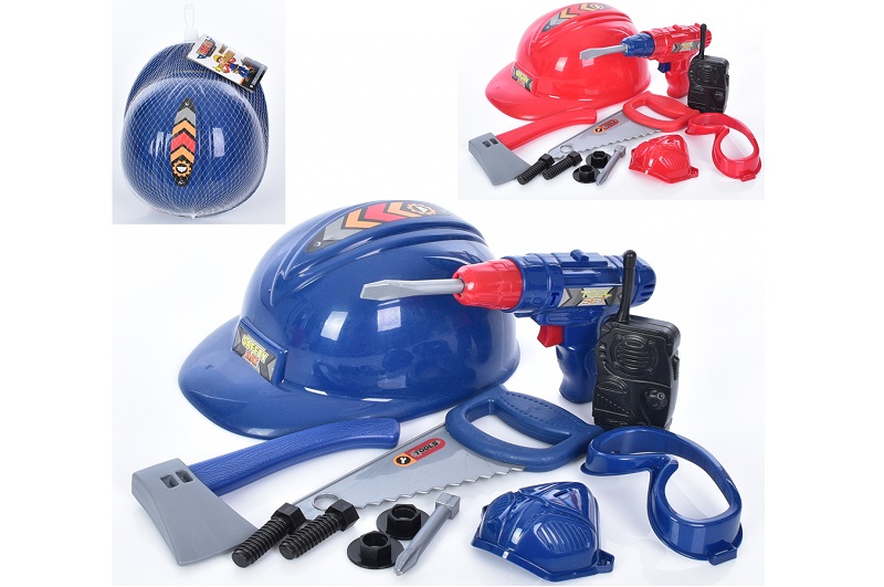 Набір інструментів 113-1 (48шт) шуруповерт, каска, пила, сокира, маска, рація, в сітці, 22,5-12-17см