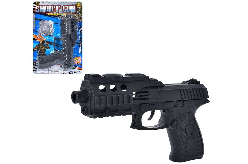 Пістолет 668 (240шт) 20см, тріскачка, на листі, 16.5-26.5-4см