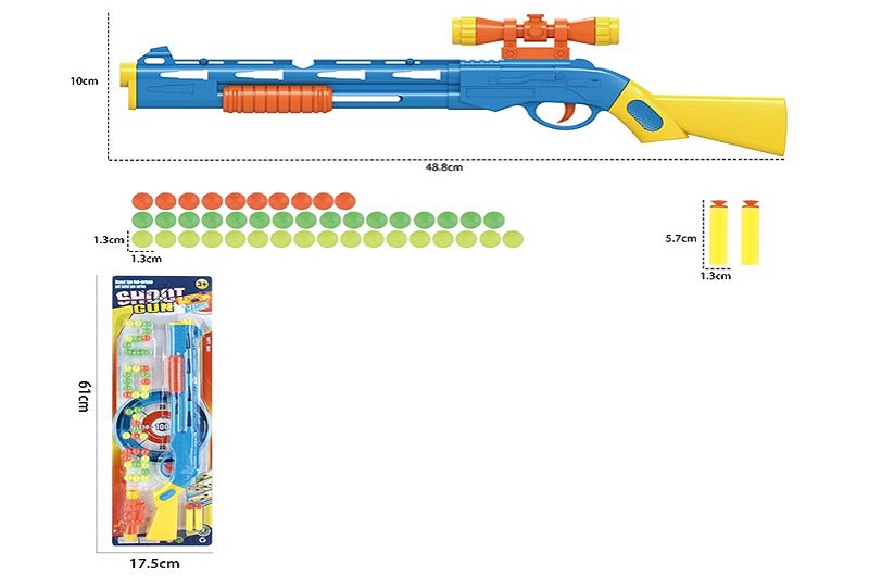 Зброя арт. 6699-58A (144шт/2) з поролон.кулями+2снаряда на присосці, планшет. 61*17,5см