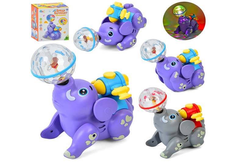 Музична іграшка 3231 (30шт) слон з кулею, 18см, музика, світло, пара/дим, оберт 360, рухливий, 2 кол