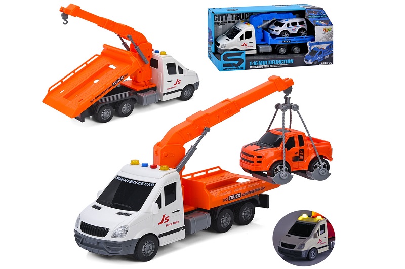 Евакуатор JS136-JS136A (18шт)інерція, 29см, 1:16, звук, світло, на бат-ці, 2 види, в кір-ці, 33-17,5